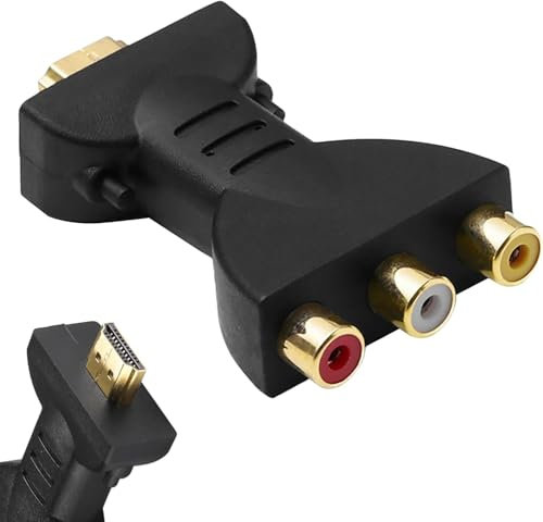 HDMI to AV RGB RCA Converter, High-Definition AV Video Adapter, delivering maximum 1080P resolution, Component Converter Video Audio Adapter,Adapter Gold Plated Red White Interface,Compatible with TV
