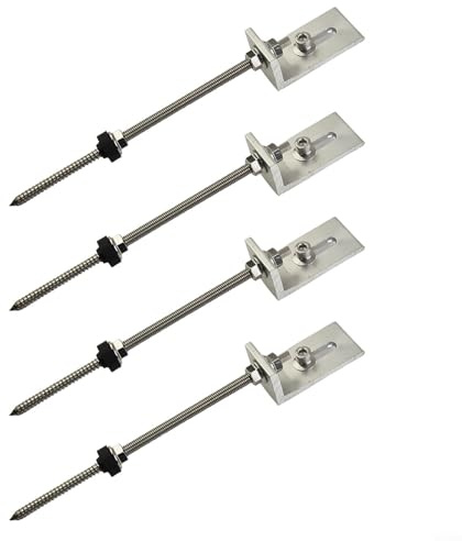 M10 Solarmodul-Befestigungsset Für Trapezblech-Metalldächer, Edelstahl-Stockschrauben Mit L-Winkel, Höhenverstellbar, EPDM-Dichtung, 4 Stück, 200/250mm, Silber(250mm)