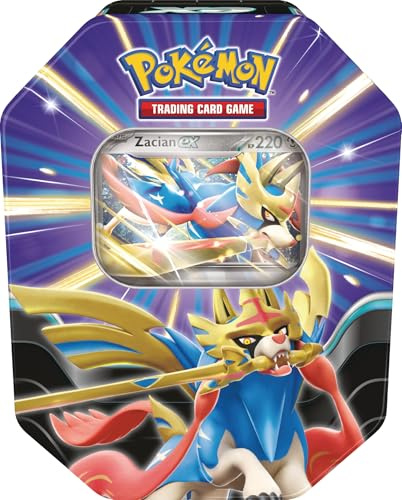 Pokémon-Sammelkartenspiel: Tin-Box Schlagkräftige Legenden: Zacian-ex (1 holografische Promokarte & 4 Boosterpacks)