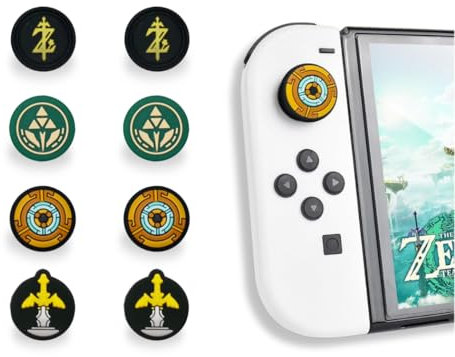 MMEGaming Tapas de Joystick compatibles con Nintendo Switch 1, Tapas para Pulgar para Nintendo Switch, Grip JoyCon, Grip Compatible Switch Lite, Accesorios Switch, Empuñaduras Pulgar (Zelda)