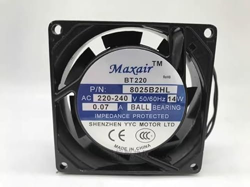 80MM PC fan， 8025B2HL AC220-240V 0.07A 8025 14W 2-wire AC blower fan