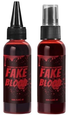 Kit de maquillage de faux sang - Liquide réaliste | Safe non toxique | d'Halloween | Cosplay d'horreur | Costume de film scénique faux sang pour enseignement, séance photo, effets de