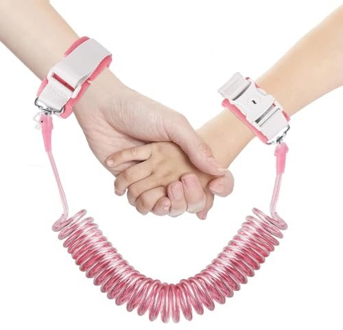 WELHAEPI Toddler Wrist Reins Safety Harness, 2.5M Walking Leash Pink