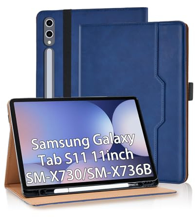 Vkooer Hülle für Samsug Galaxy Tab S11 11 Zoll 2025 (SM-X730/X736B) Schutzhülle PU Leder mit Stand Schutzhülle Folio Flip mit Stand Funktion Tablet Cover,Blau