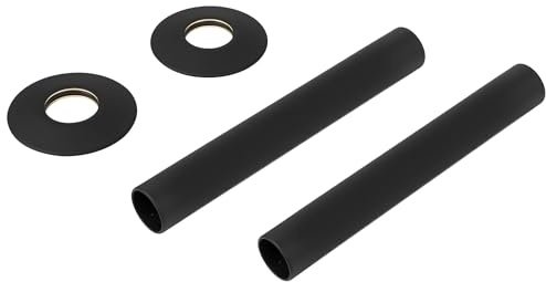 VANCOCO 2 Pack Matte Black 130mm×18mm Radiator Pipe Sleeves | Radiator pipe sleeves & collars set, 130mm x 15mm, decorative pipe covers for central heating radiator pipework.