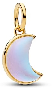 PANDORA Moments Funkelnde Mondsichel Charm-Anhänger mit 14K vergoldeter Metalllegierung und Zirkonia, Kompatibel ME und Moments, 764275C01