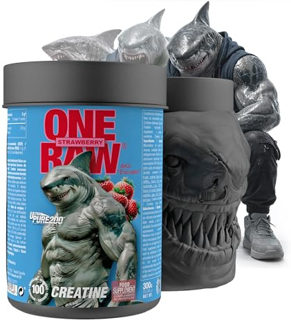 Zoomad Labs ONE RAW Creatina Monohidrato Sabor Strawberry | 300 g · 100 Servicios | Micronizada 200 Mesh Ultrapura en Polvo | Apta Veganos, sin Gluten | Bote 3D Coleccionable