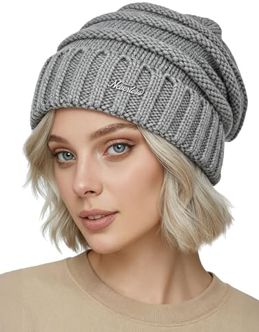 Neverless® Damen Strickbeanie Slouchy Strickmütze ohne Bommel Wintermütze mitUmschlag ungefüttert Grobstrick