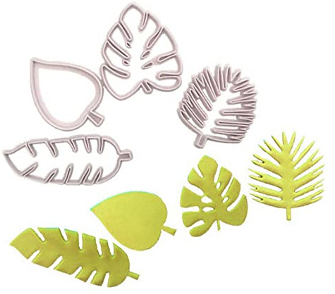 HEEPDD Tropical Leaves Cookie Cutter Set, Cookie Cutters Palm Leaves Fondant Cutters Mold for Cake Decorating Bakeries Coffee Shops and Parties Tropical Cutter Set, 4Pcs