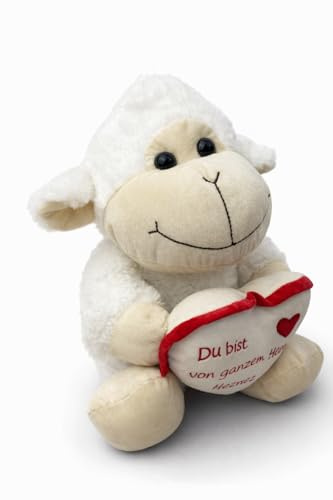 Mel-O-Design Plüschtier Schaf 30 cm mit Herz „Ich Liebe Dich“ – Kuscheltier mit Liebesbotschaft – Stofftier Geschenkidee