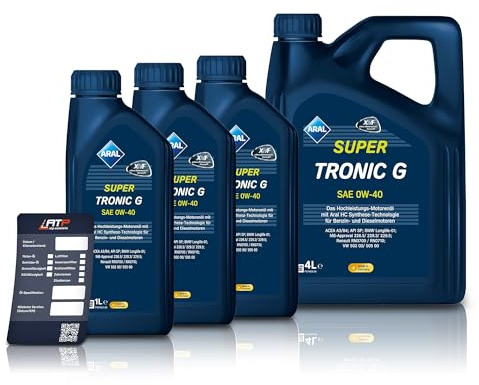 3x 1 L + 4 L = 7 Liter Aral SuperTronic G 0W-40 Motor-Öl inkl. Ölwechsel-Anhänger