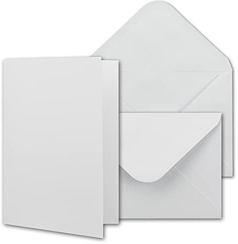 Doppelkarten DIN A6 inklusive Briefumschläge DIN C6-75er-Set - Blanko Einladungskarten/Faltkarten in Weiß zum Selbstgestalten