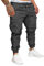 SOMTHRON Herren Elastische Taille Gürtel Baumwolle Jogging Sweat Hosen Plus Size Mode Lange Sports Cargo Hosen Shorts mit Taschen Joggers Activewear Hosen, Dark Grey, L