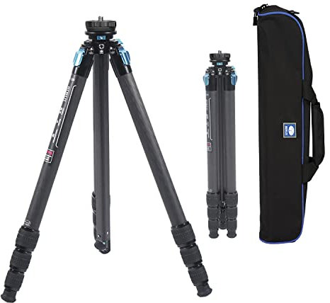 SIRUI Treppiede professionale in fibra di carbonio resistente, 69 pollici impermeabile fotocamera treppiede con colonna centrale triangolare, tubo grande per DSLR, videocamera, carico 15kg (ST-224)