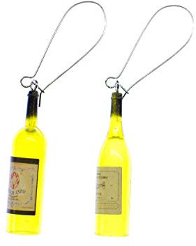 Miniblings Wine Bottle Earrings Earhooks Drink Wine Bottles Yellow Party 5cm