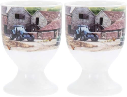 Set of 2 Farmyard Country Side Life Home Kitchen Breakfast Fresh Boiled Egg Cup