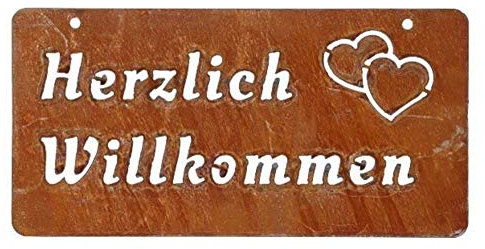 Metall Tafel mit Rost Finish Metall Schild für den Garten Dekoration Gartendekoration Edelrostdeko antik Nostalgie braun Summer Winter Herbst Frühlings deko (Willkommen Mini)