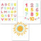 PREMYO Bilder Kinderzimmer Deko Mädchen Jungen - Alphabet ABC Poster Set Babyzimmer - Wandbilder Schlafzimmer Sonne A4