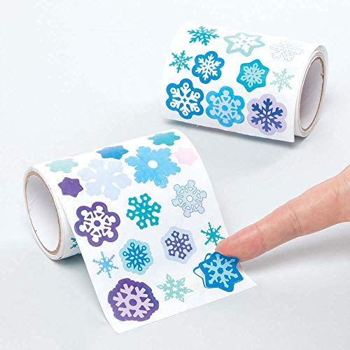 Baker Ross AX408 Schneeflocke Aufkleberrollen Vorteilspackung - 900 Stück, Festliche Künstler- und Bastelbedarf zum Basteln und Dekorieren zur Weihnachtszeit