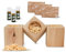 Zirbenwürfel-Set Dreierpackung - ca. 7x7x8cm - mit 3x10ml Bio-Zirbenöl und 3x10g Zirbenspäne
