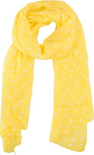 fashionchimp Damen-Schal im Plissee-Design, Punkte-Print, Pastell-Farben, Sommer-Schal (Pastellgelb)