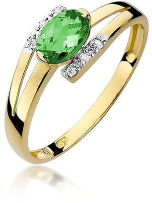 Damen Ring 585 14k Gold Gelbgold echt Smaragd Edelstein Diamanten Brillanten