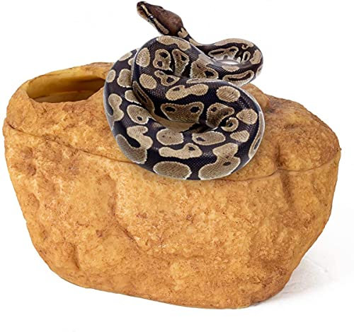 REPTI ZOO Reptile Hide Cave, Snake Cave and Hides, 3-in-1 Magnetische Anziehungshöhle für Schlangen, Königspython, Geckos Reptilien 28 x 19 x 17 cm