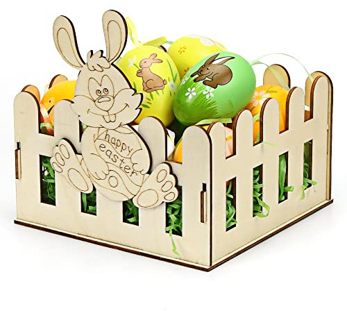 Wishstar Osternest Kinder,osterkörbchen,osterkorb zum befüllen,Osternest mit hasenmuster,Osterkörbchen zum Befüllen von Geschenken und Snacks