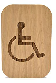Panneau de salle de bain - Homme Femme handicapé - 120x80mm - Autocollant porte wc en bois - Plaque de toilette gravée, panneau lavabo (handicapé)