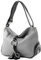 modamoda de - T10 - ital. Schultertasche Umhängetasche aus Leder, Farbe:Grau/Schwarz