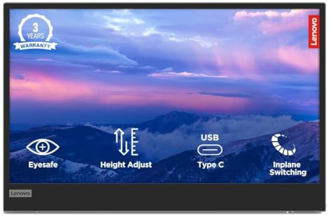 Lenovo 66E4UAC1WW L15 Mobile Monitor, 15.6