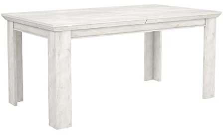 Newroom Esstisch Pinie Weiß Ausziehbar Modern Landhaus - 160x75x90 cm (BxHxT) - Tisch Esszimmertisch Küchentisch - [Lucy.Eleven] Esszimmer Küche Wohnzimmer Wohnstube
