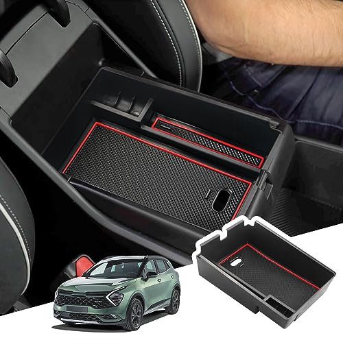 BIBIBO Mittelkonsole Organizer Kompatibel mit Kia Sportage NQ5 2022-2025 (Automatikgetriebe), Armlehnen Aufbewahrungsbox, Konsole Organizer, Auto Armlehnenablage mit Rutschfestermatte
