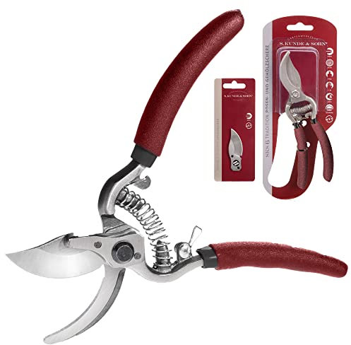 S. Kunde & Sohn Germany – die leichteste geschmiedete Gartenschere SKS6 Tradition + 1 Ersatzklinge GRATIS – ergonomisches Design – Bypass – Rosen-Rebschere – ∅20mm – kompl. beschichtet, rostfrei