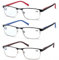 MODFANS 3 Paire de Lunettes de Lecture 2.5 Homme Anti Lumiere Bleue - Monture Rectangle en Metal Acier Inoxydable Lunettes de Vue Lunettes Loupe Bleu-Marron-Rouge