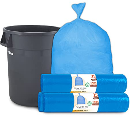 60 x Müllsäcke, 80 l, mittelschwere Müllsäcke, blau, 100 Gauge, 25 Mikron, Tragfähigkeit 10 kg, 68 cm x 73 cm (3 Rollen mit je 20 Beuteln)