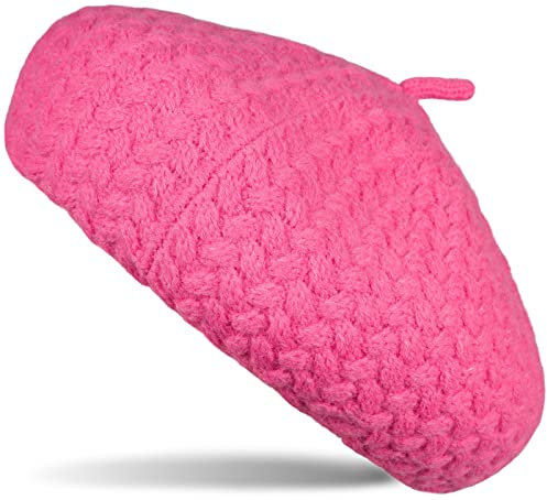 styleBREAKER Damen Feinstrick Baskenmütze mit Flechtmuster, Winter, Barett, Béret, Franzosen Mütze 04024201, Farbe:Pink