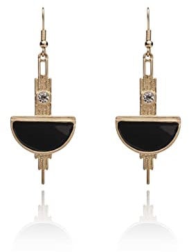 Lovett & Co - Black Long Drop Earrings for Women - 1920s Art Deco Earrings Hand Painted with Enamel - Nickel Free Crystal Earrings & Vintage Jewellery Gifts for Women