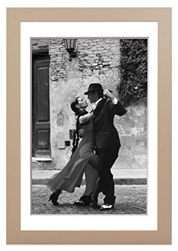 Stallmann Design Bilderrahmen mit Passepartout 60x90 cm (Bild 42x59,4) | Farbe: Grau | 30 mm starke Rahmenleiste