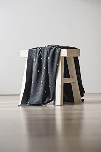 KAISER 6521024 KNOTS Babydecke Strick 100% Bio Baumwolle (kbA), atmungsaktive Babydecke, Ganzjährig, Neugeborene, Kinderwagendecke, Babyschalendecke, Fb. dark grey/knots natural