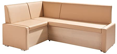 Rodnik Eckbank Studio in Lederoptik ausziehbar, Sitzbank mit Schlaffunktion und Stauraum (beige)