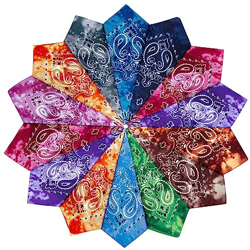 YSense 14 Pcs Bandanas Paisley Unisex Bandana Cowboy Headwraps Scarfs
