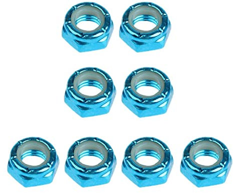 Folpus 8 Stück Achsmuttern, Karbonstahl Montage Kingpin Muttern für Skateboard Longboard LKW Reparatur Wiederaufbau Ersatzteile, Blau