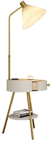 SYALEO Floor Lamp Lampadaire avec Table de Bout et Port de Charge USB Éclairage de Table de Chevet Nordique avec Chargeur sans Fil Lampe sur Pied réglable pour Chambre Étudier