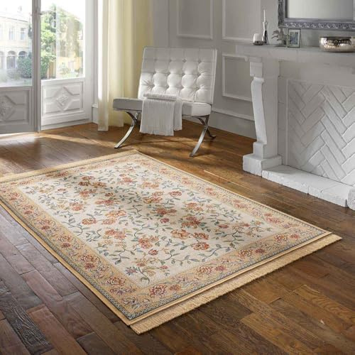 Taracarpet Teppich Palazzo Royal Antique Roses beige 135x195 cm Kurzflor Orientteppich für Wohnzimmer Esszimmer und Schlafzimmer