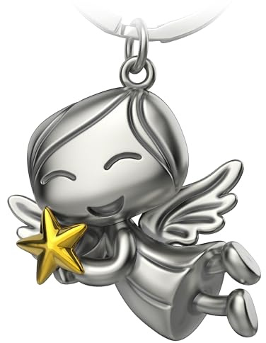 FABACH Schutzengel Schlüsselanhänger Lucky mit Stern - Weihnachtsengel aus Metall - Weihnachten Schutzengel Glücksbringer - Engel Schlüsselanhänger Schutzengel als Geschenk für Freundin