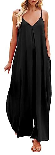 Fulidngzg Jumpsuit Donna Estiva Sportiva Morbida Curvy Jumpsuit Monospalla Elegante Salopette Gamba Larga Lunga Tuta Inter Casual Senza Maniche Tuta Intera Comode Taglie Forti