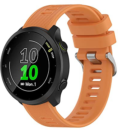 Wownadu 20mm Ersatzarmband Kompatibel mit Garmin Forerunner 55/158 / 245/165 / 645 Armband Orange Weiches Silikon Ersatz Armbänder Sport für Damen Herren (Keine Uhr)
