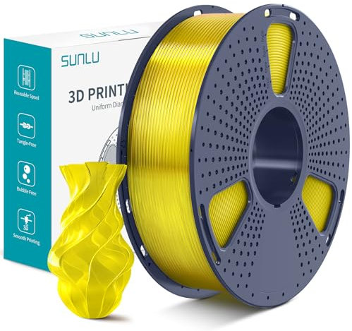 SUNLU PLA Plus 3D Drucker Filament, PLA+ Filament 1.75mm, robustes 3D Filament, kompatibel mit 3D FDM Druckern, Maßgenauigkeit +/- 0.02 mm, 1kg Spule (2.2 Pfund), PLA+ Transparent Gelb