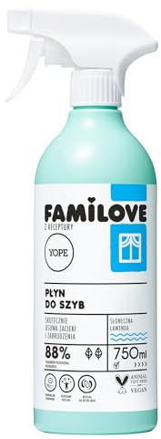YOPE | 88% natural ingredients | Window, glass & mirror cleaner spray | FAMILOVE 750ml